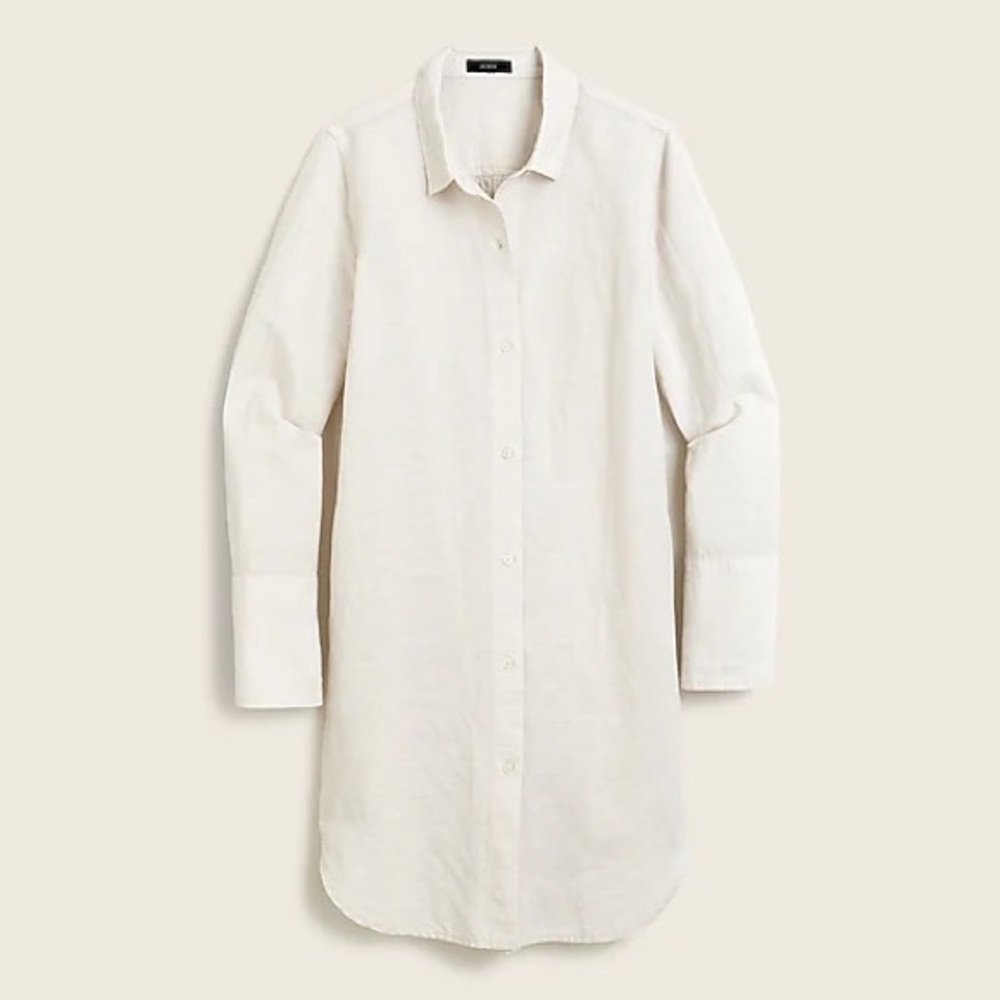 J Crew Cotton-Linen Beach Shirt/Dress/Tunic/Coverup - Sheer Flax